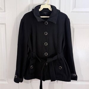 Lee Women's  Hooded Pea Coat with a tie-belt